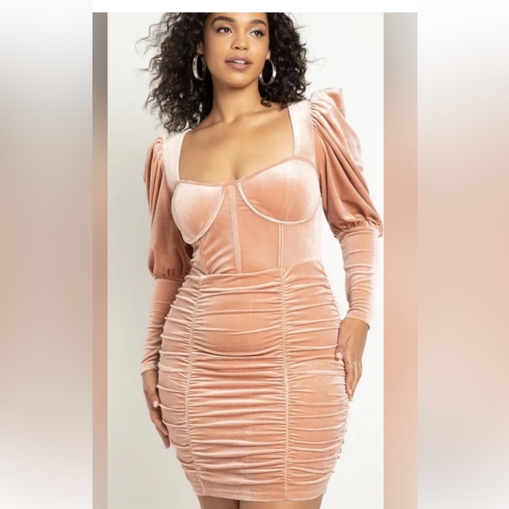 ELOQUII blush velvet ruched cocktail dress NWT size 22